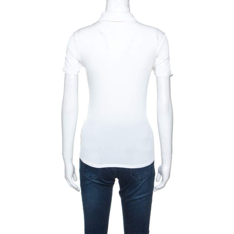 Pre Owned Max Mara White Jersey Collared T-shirt M