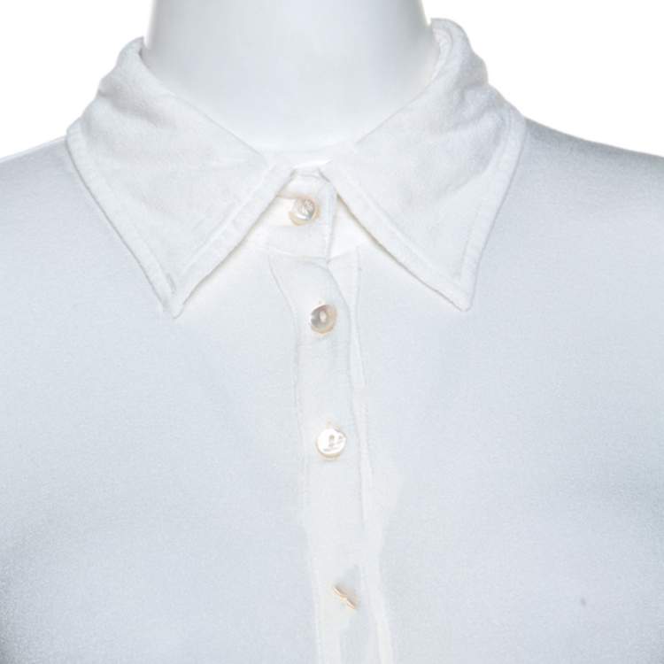 Pre Owned Max Mara White Jersey Collared T-shirt M