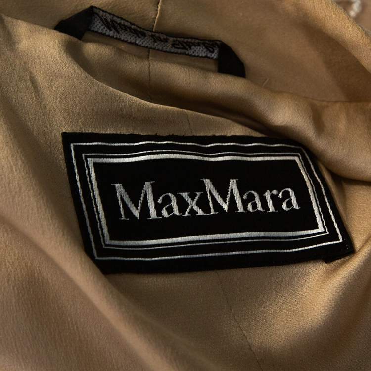Pre Owned Max Mara Beige Silk Bead Embellished Jacket M