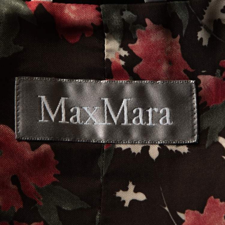 Pre Owned Max Mara Black Wool Crepe Front Tie Detail Blazer M