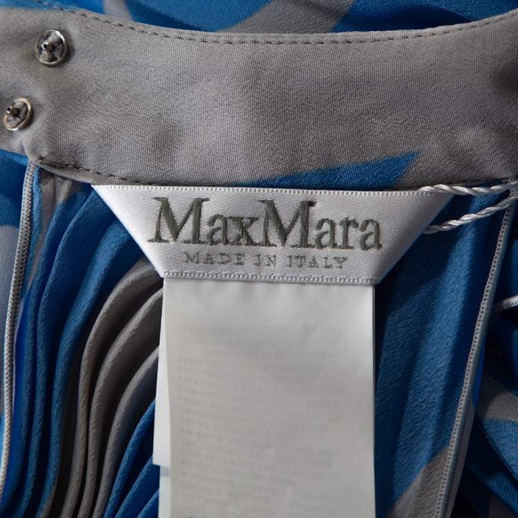 Pre Owned Max Mara Blue Plisse Belted Sleeveless Dress M