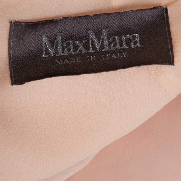 Pre Owned Max Mara Light Orange Crepe Gathered Bow Detail Midi Dress L