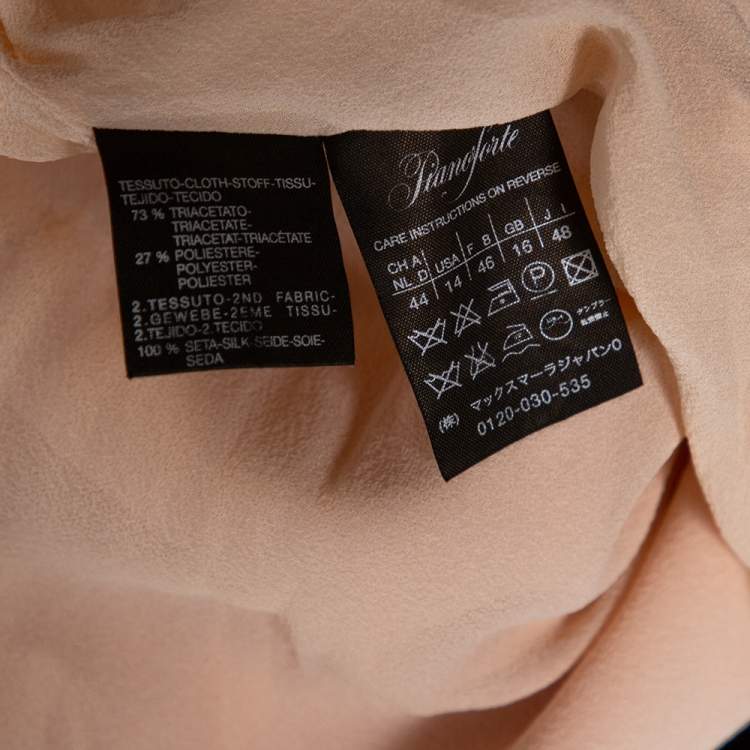 Pre Owned Max Mara Light Orange Crepe Gathered Bow Detail Midi Dress L