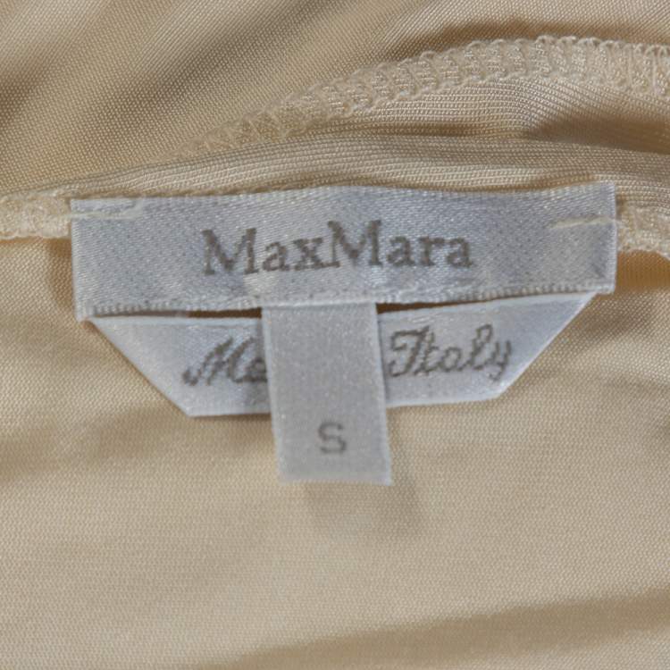 Pre Owned Max Mara Cream Jersey Ruched One Shoulder Top S