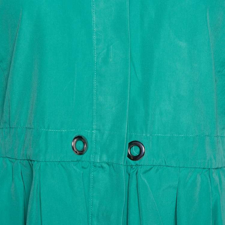 Pre Owned Max Mara Green Cotton Button Front Shirt Dress S