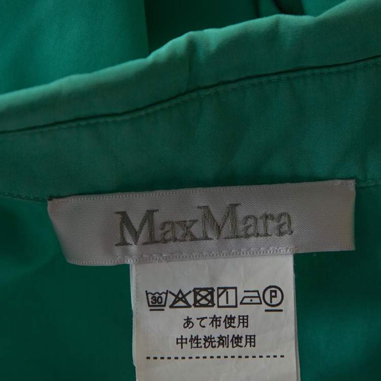 Pre Owned Max Mara Green Cotton Button Front Shirt Dress S