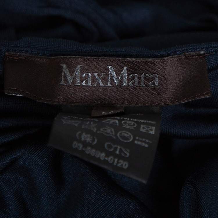 Pre Owned Max Mara Midnight Blue Silk Jersey Halter Neck Dress M