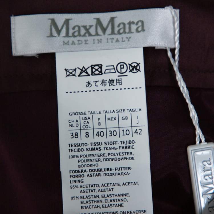 Pre Owned Max Mara Grape Plissé Satin Emmy Midi Skirt M