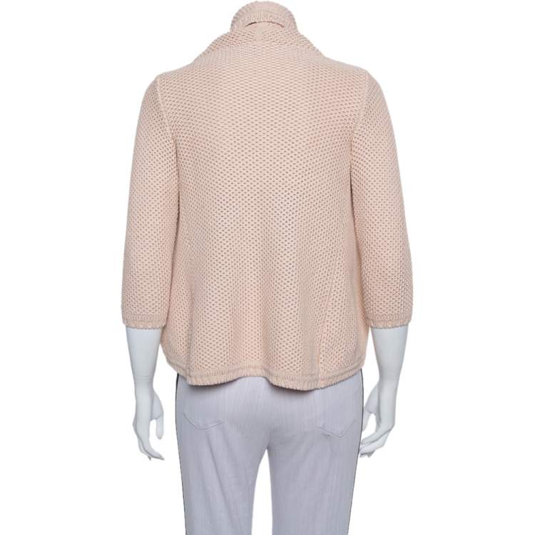 Pre Owned Max Mara Pink Open Knit Open Front Jacket S