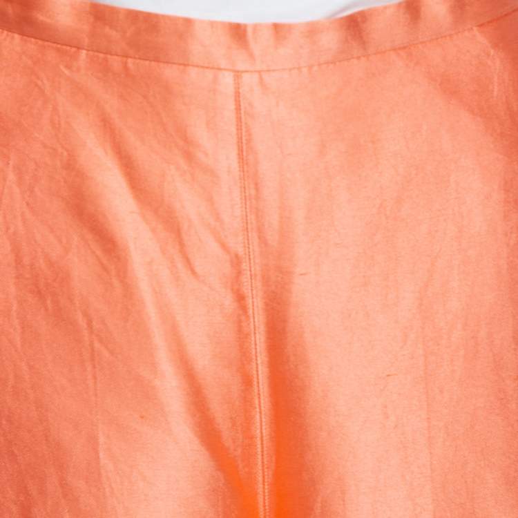 Pre Owned Max Mara Peach Silk High Waist Palazzo Pants S