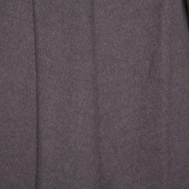 Pre Owned Max Mara Dark Grey Wool Open Front Coat L
