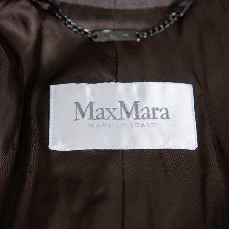 Pre Owned Max Mara Dark Grey Wool Open Front Coat L