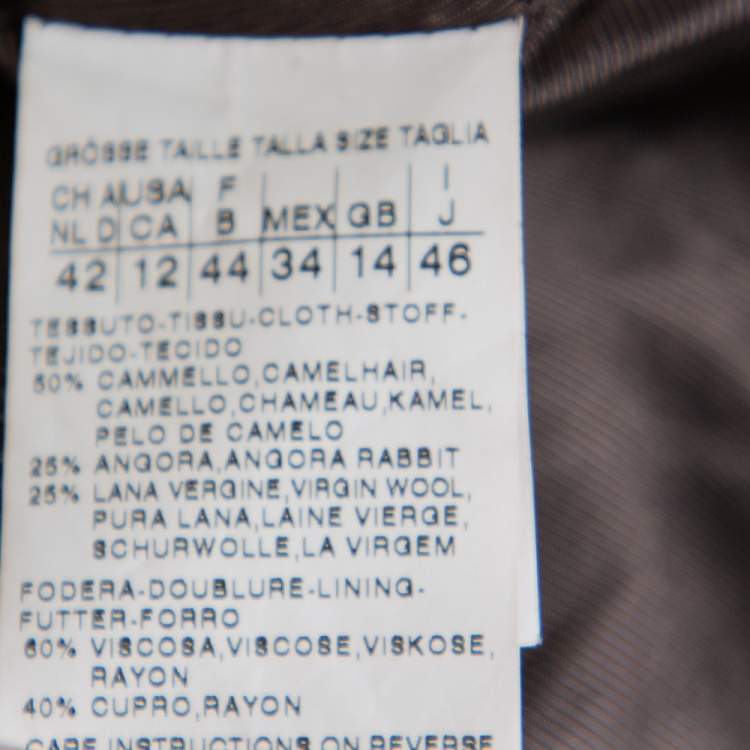 Pre Owned Max Mara Dark Grey Wool Open Front Coat L