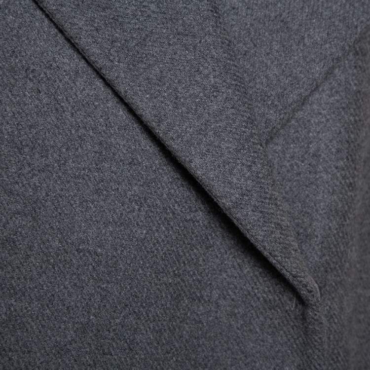 Pre Owned Max Mara Atelier Grey Collar Fur Lined Double Breasted Jacket S