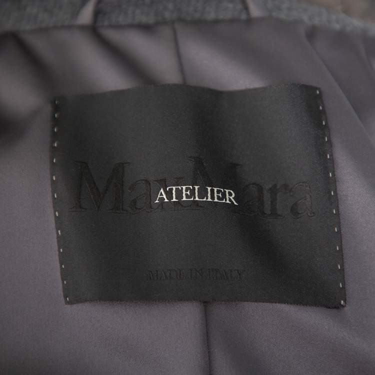 Pre Owned Max Mara Atelier Grey Collar Fur Lined Double Breasted Jacket S