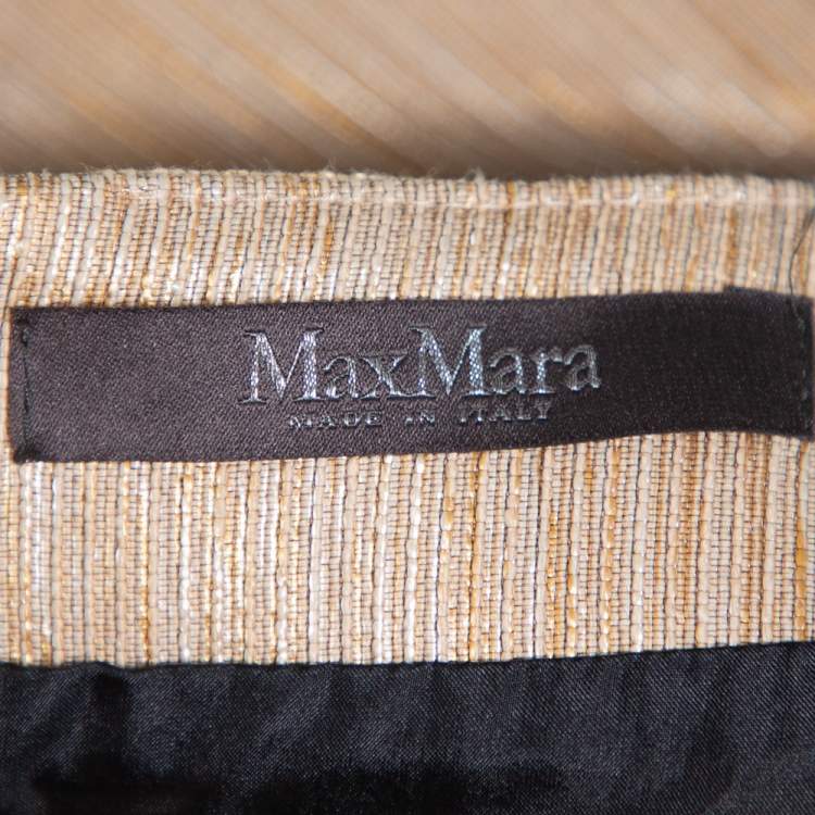 Pre Owned Max Mara Black & Beige Textured Cotton Tondo Maxi Skirt L