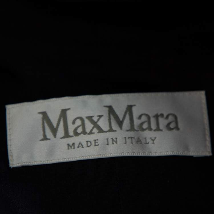 Pre Owned Max Mara Navy Blue Pinstriped Wool Selz Suit M