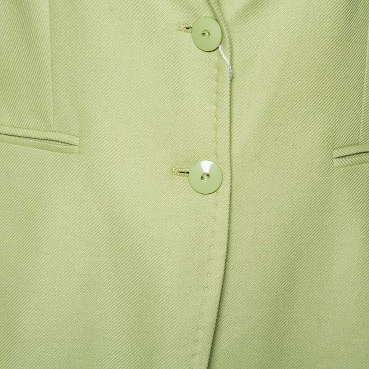 Pre Owned Max Mara Light Green Wool & Silk Button Front Blazer L