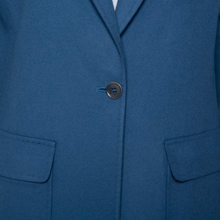 Pre Owned Max Mara Teal Blue Wool Button Front Blazer M