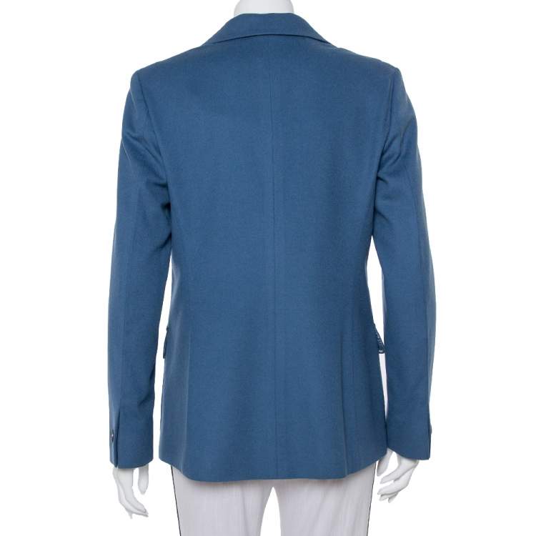 Pre Owned Max Mara Teal Blue Wool Button Front Blazer M