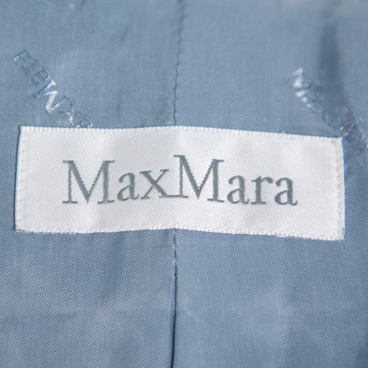 Pre Owned Max Mara Teal Blue Wool Button Front Blazer M