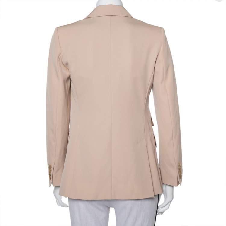 Pre Owned Max Mara Beige Wool Button Front Unno Blazer S