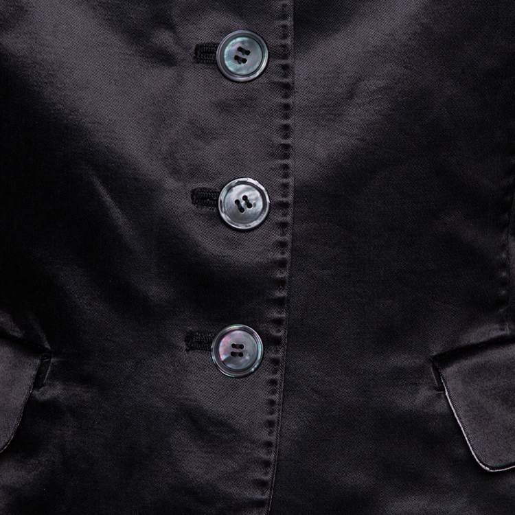 Pre Owned Max Mara Black Satin Button Front Blazer M