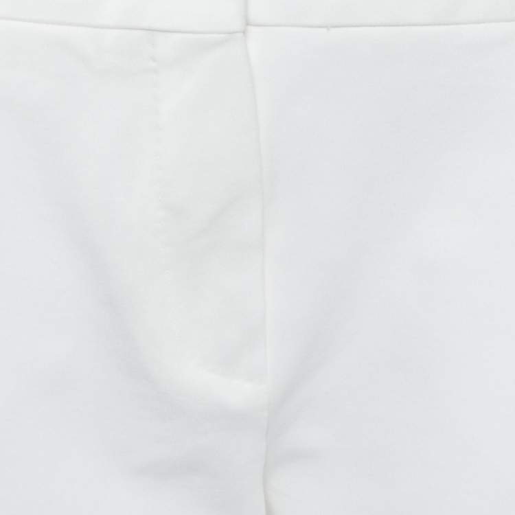 Pre Owned Max Mara White Knit Cropped Tapered Leg Trousers L