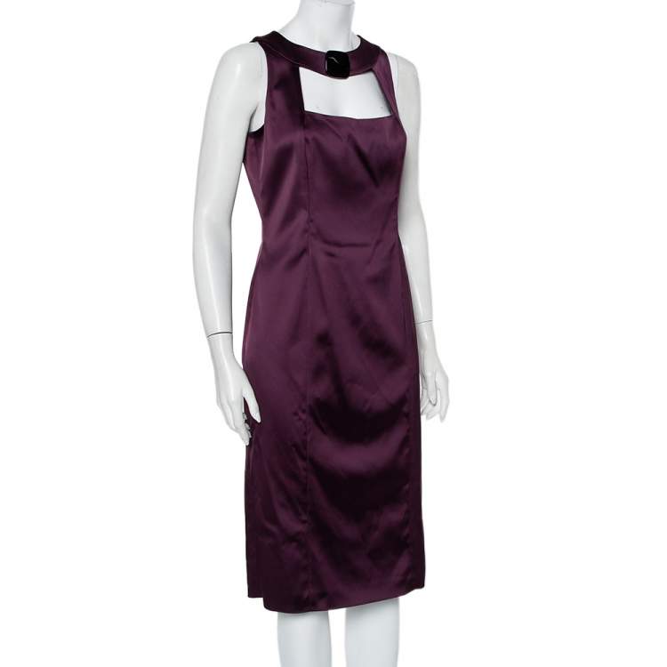 مملوكة مسبقًا Max Mara Purple Stretch Satin Sheath Dress M