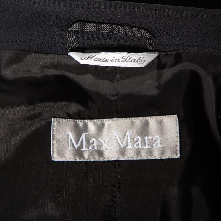 Pre Owned Max Mara Black Crepe Double Breasted Blazer & Skirt Set S