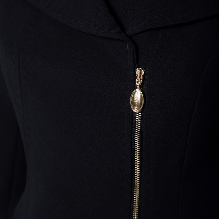 Pre Owned Max Mara Black Crepe Double Breasted Blazer & Skirt Set S