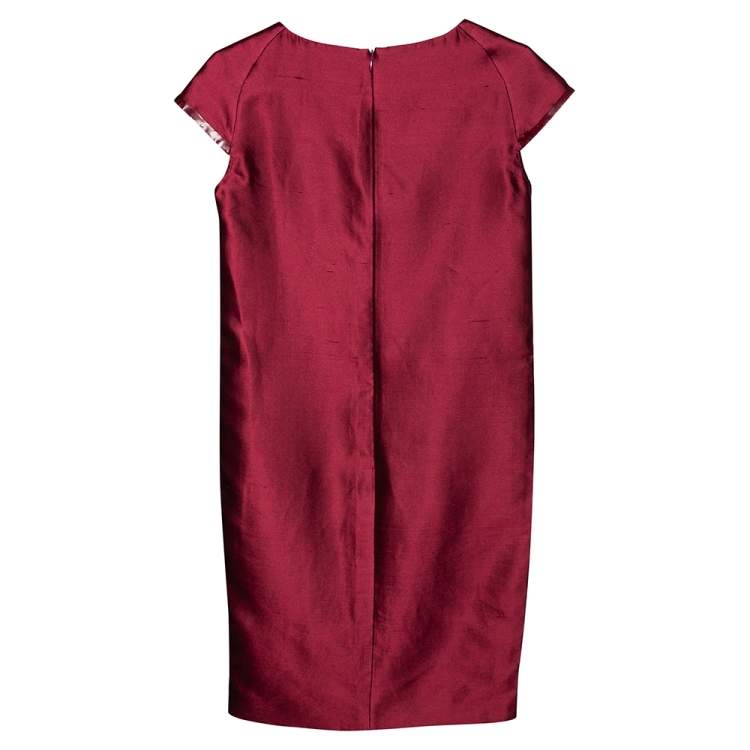 مملوكة مسبقًا Max Mara Burgundy Silk & Cotton Shift Dress S