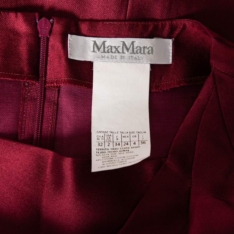 مملوكة مسبقًا Max Mara Burgundy Silk & Cotton Shift Dress S
