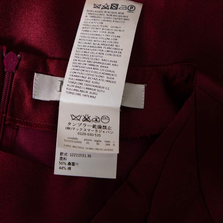 مملوكة مسبقًا Max Mara Burgundy Silk & Cotton Shift Dress S