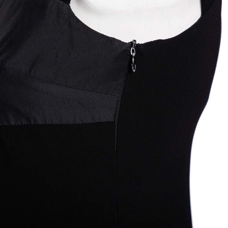 مملوكة مسبقًا Max Mara Studio Black Crepe Pleated Detail Paneled Mini Dress S