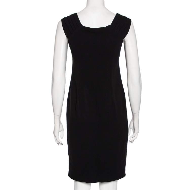 مملوكة مسبقًا Max Mara Studio Black Crepe Pleated Detail Paneled Mini Dress S