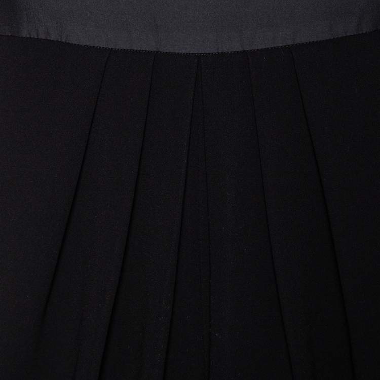 مملوكة �مسبقًا Max Mara Studio Black Crepe Pleated Detail Paneled Mini Dress S