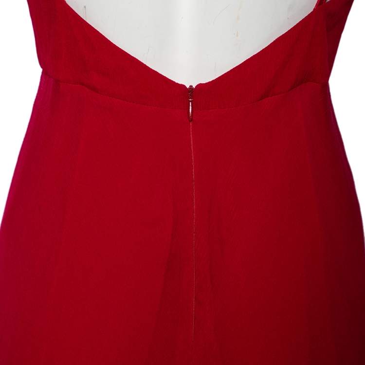 مملوكة مسبقًا Max Mara Magenta Silk Chiffon Strap Sleeveless Midi Dress M