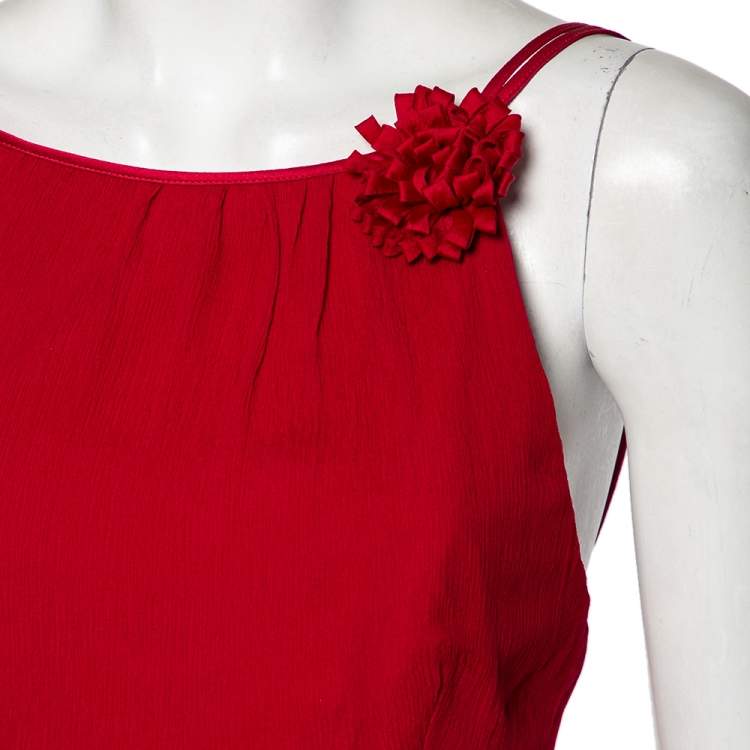مملوكة مسبقًا Max Mara Magenta Silk Chiffon Strap Sleeveless Midi Dress M