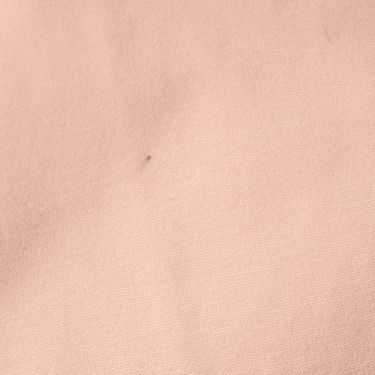 Pre Owned Max Mara Peach Patterned Crepe Embellished Neckline Detail Top L 