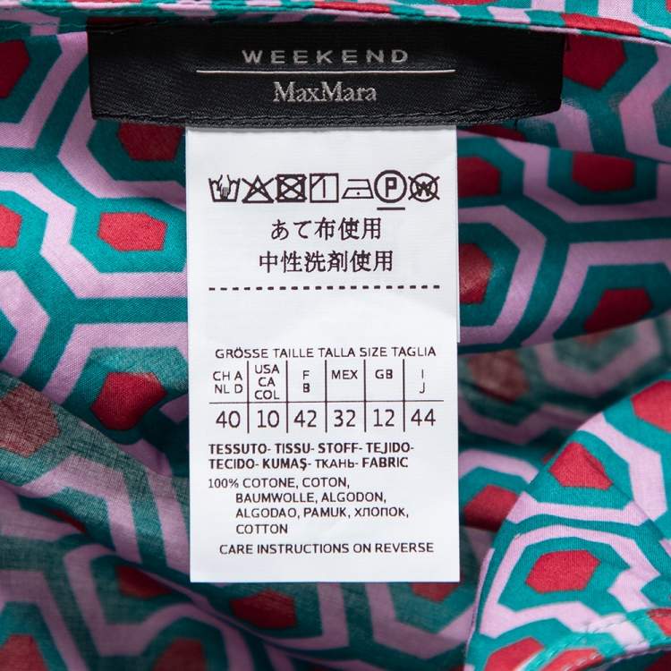 Pre Owned Weekend Max Mara Multicolored Geometric Print Cotton Long Dress L