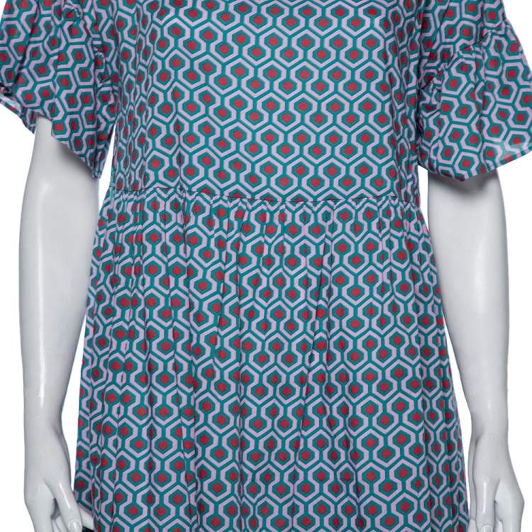 Pre Owned Weekend Max Mara Multicolored Geometric Print Cotton Long Dress L