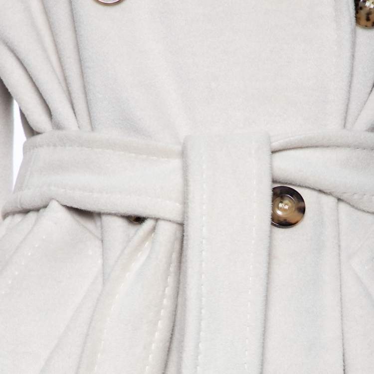مملوكة مسبقًا Max Mara Off-White Wool Buttoned Beaver Long Coat M 