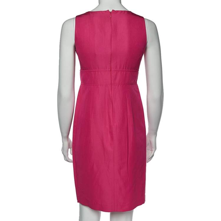 Pre Owned Max Mara  Pink Cotton Pleated Sleeveless Dress M