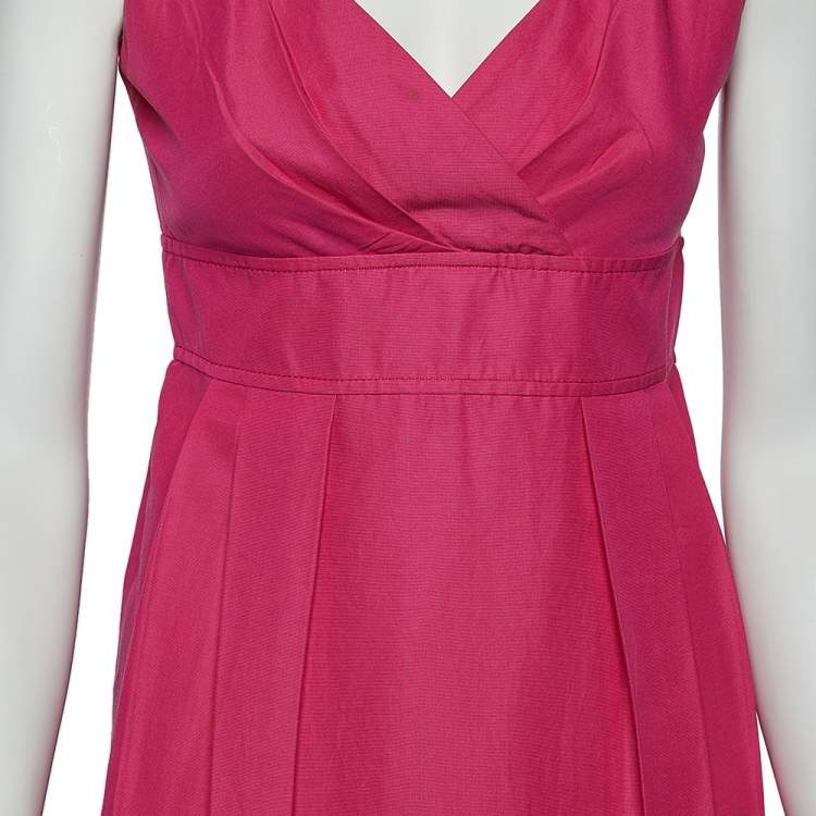Pre Owned Max Mara  Pink Cotton Pleated Sleeveless Dress M