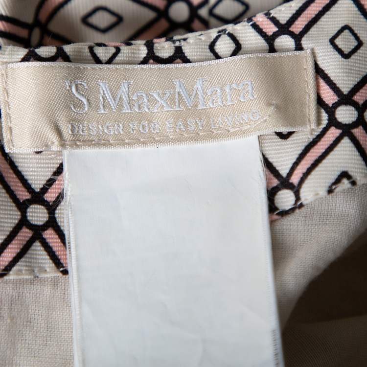 Pre Owned Max Mara Cream & Pink Geometric Printed Cotton Sleeveless Short Dress M