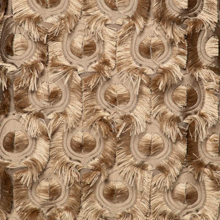 Pre Owned Max Mara Camel Brown Floral Jacquard Fil Coupé Maxi Skirt S