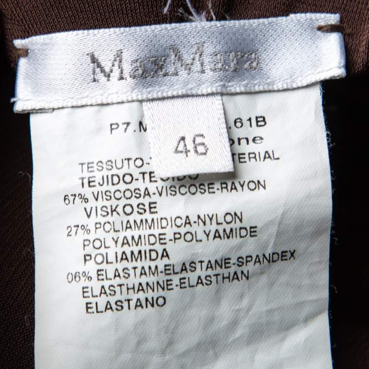 Pre Owned Max Mara Brown Jersey Straight Leg Pants L