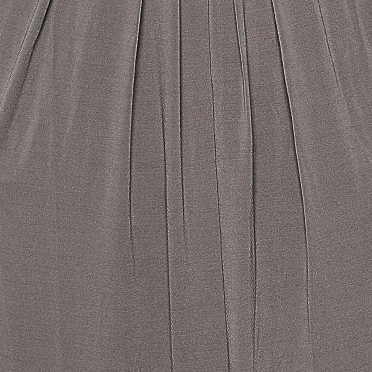 Pre Owned Max Mara Grey Jersey Ruched Maxi Dress S
