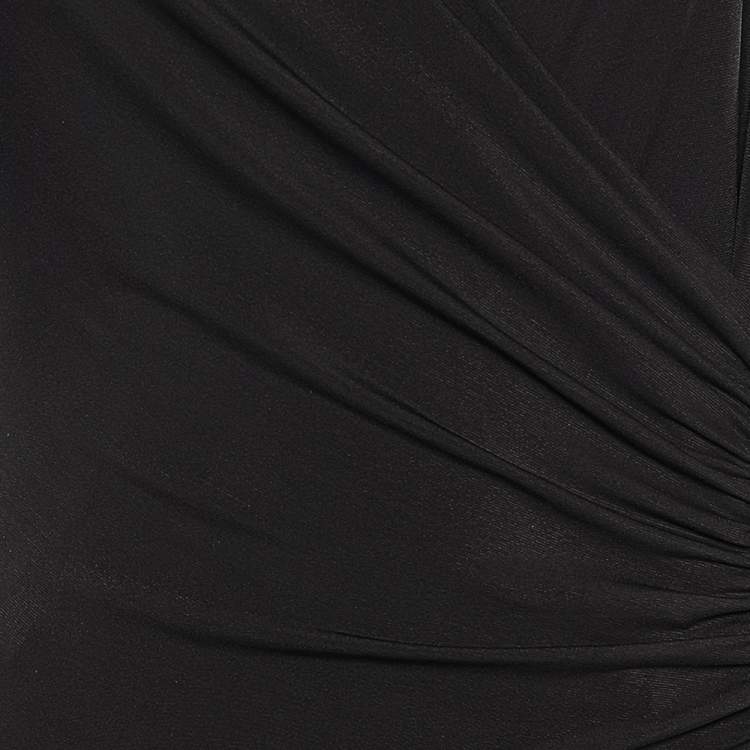 Pre Owned Max Mara Brown Jersey Draped Detail Midi Dress M